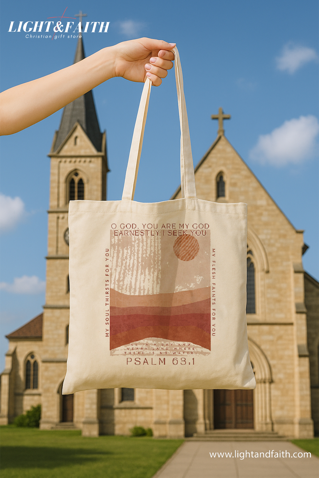 Psalms Bible Tote Bag – Christian Canvas Bag for Church & Bible Study – Reusable Boho Desert Tote – Gift for Christian Woman – Faith-Based Accessories TBLAF17